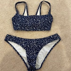 navy flower bikini from shein size small